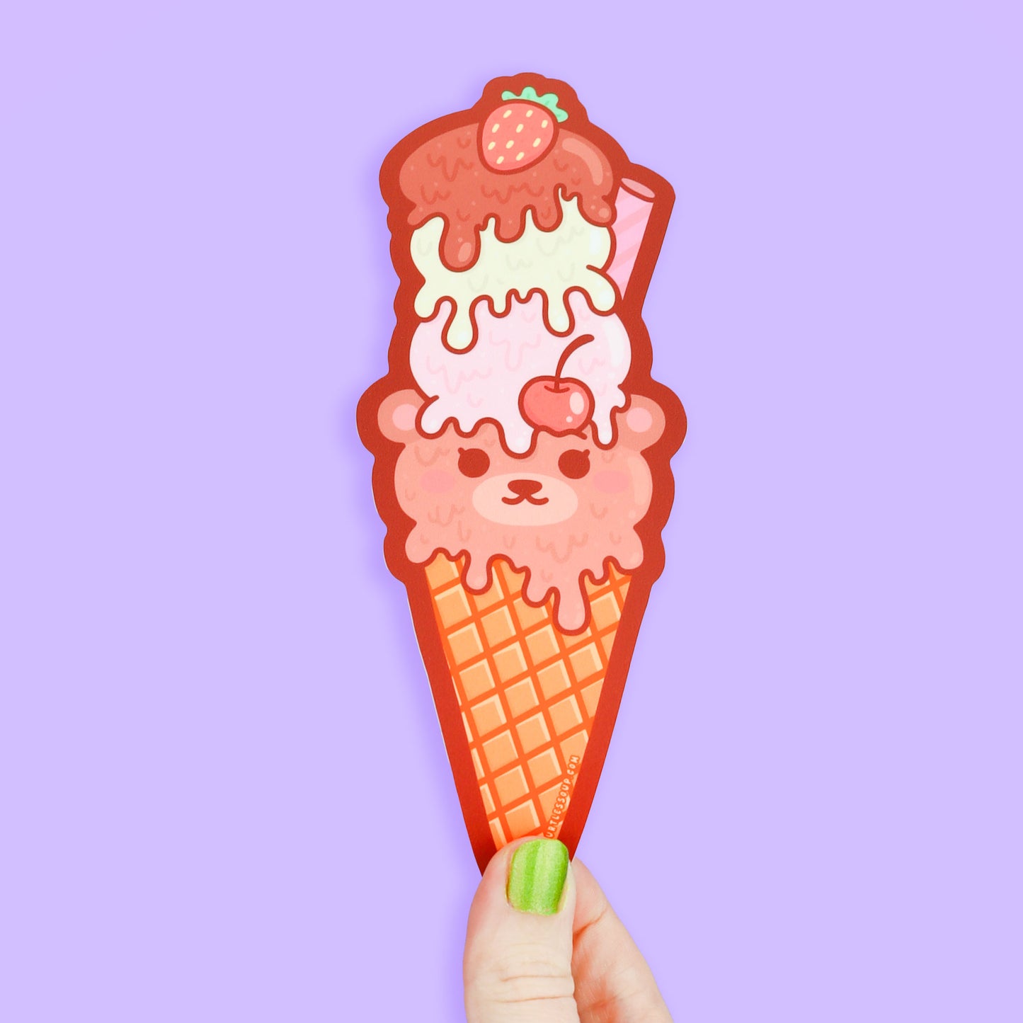 Ice Cream Bear Cone Long Vinyl Sticker