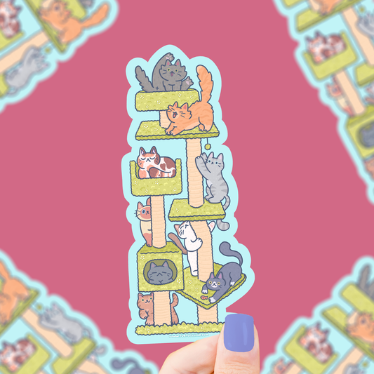 Cat Tower Tree House Long Vinyl Sticker