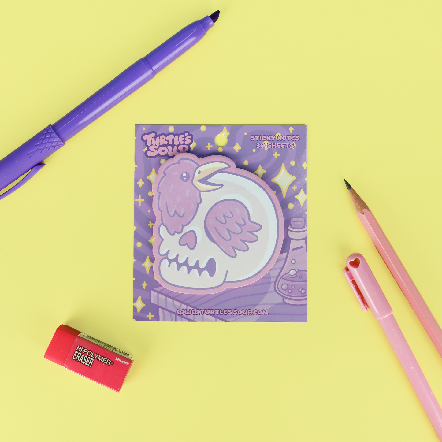 Spooky Skull Raven Sticky Note Pad