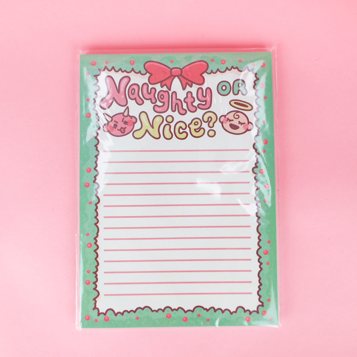 Naughty or Nice Kawaii Christmas Notepad