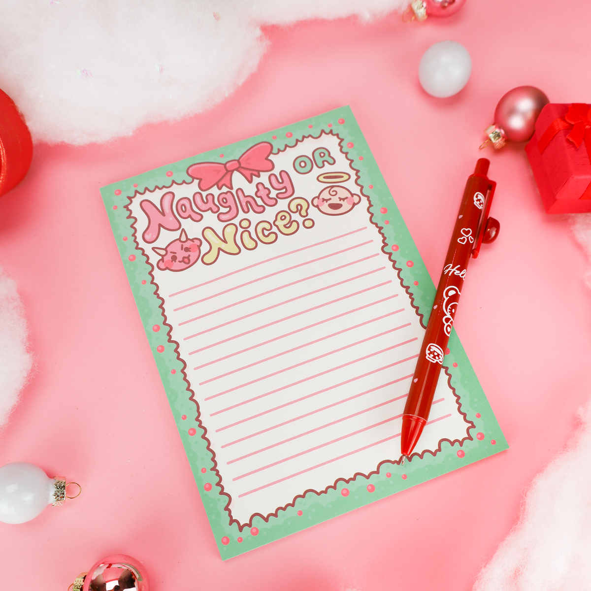 Naughty or Nice Kawaii Christmas Notepad