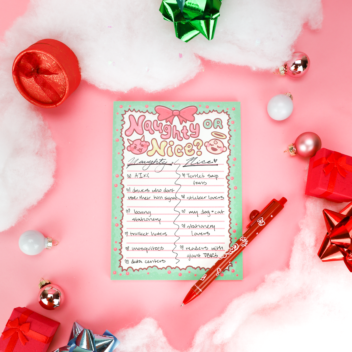 Naughty or Nice Kawaii Christmas Notepad