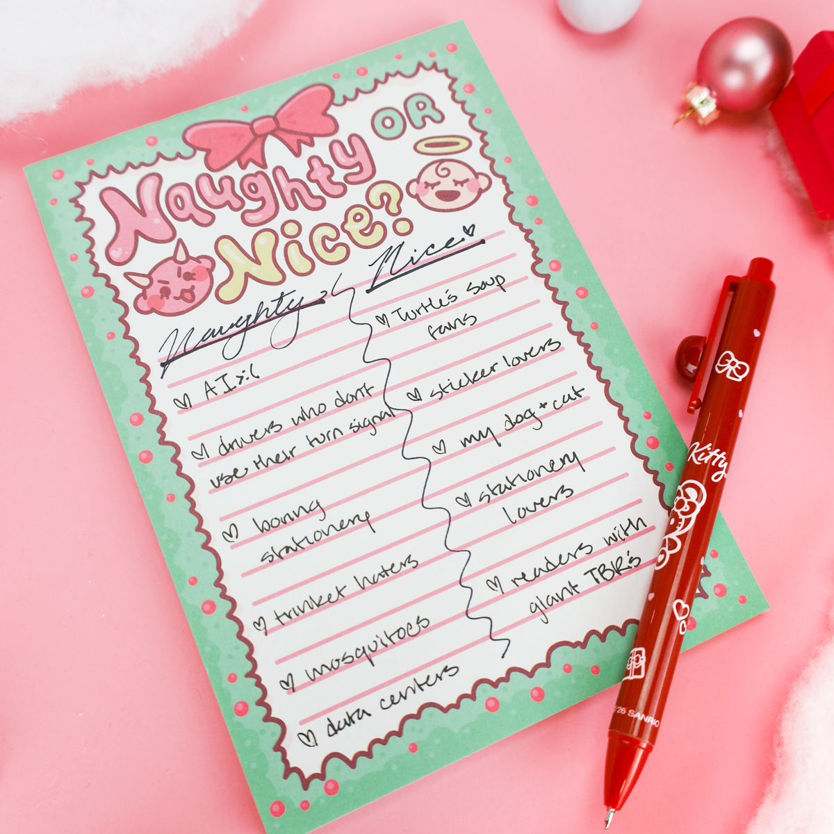 Naughty or Nice Kawaii Christmas Notepad