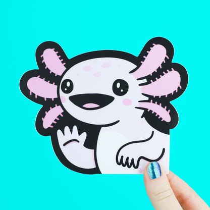 waving axolotl vinyl sticker for your car window
