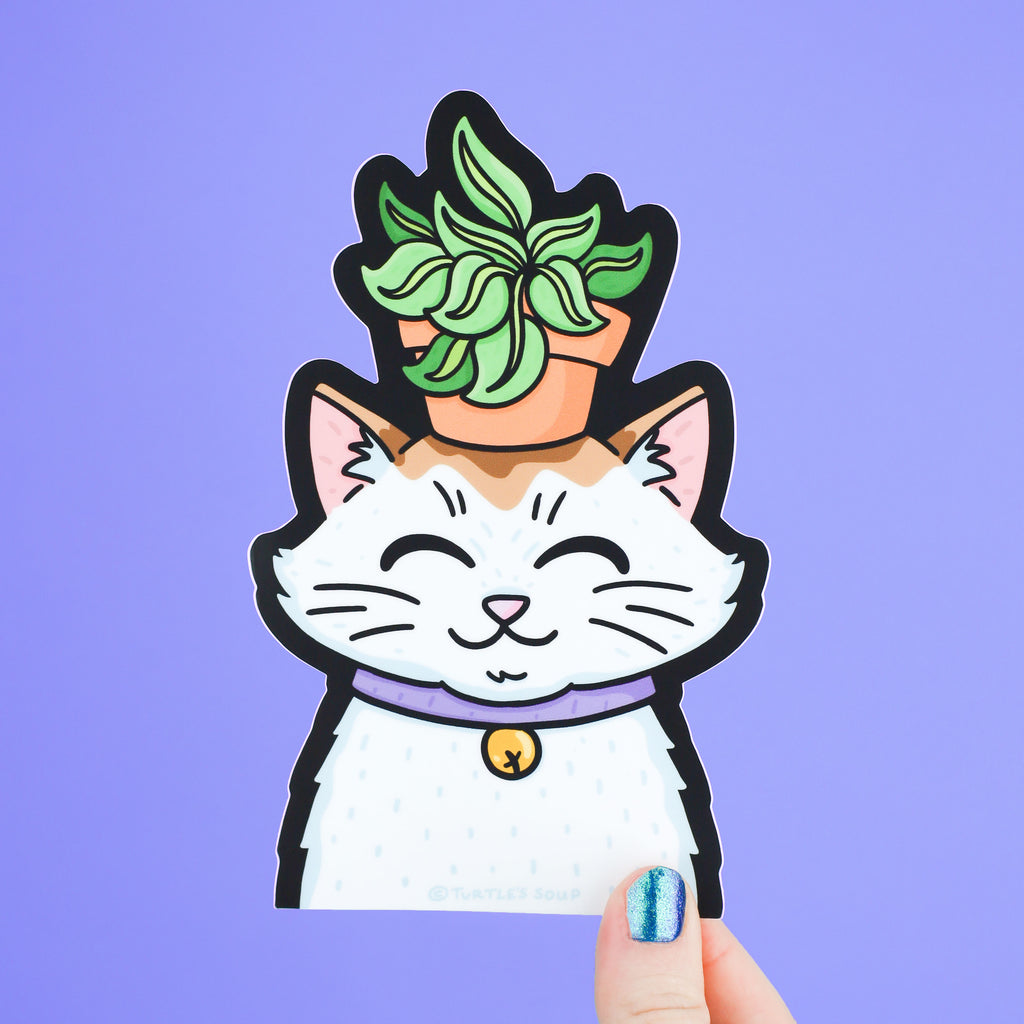 potted plant kitty peek a boo sticker