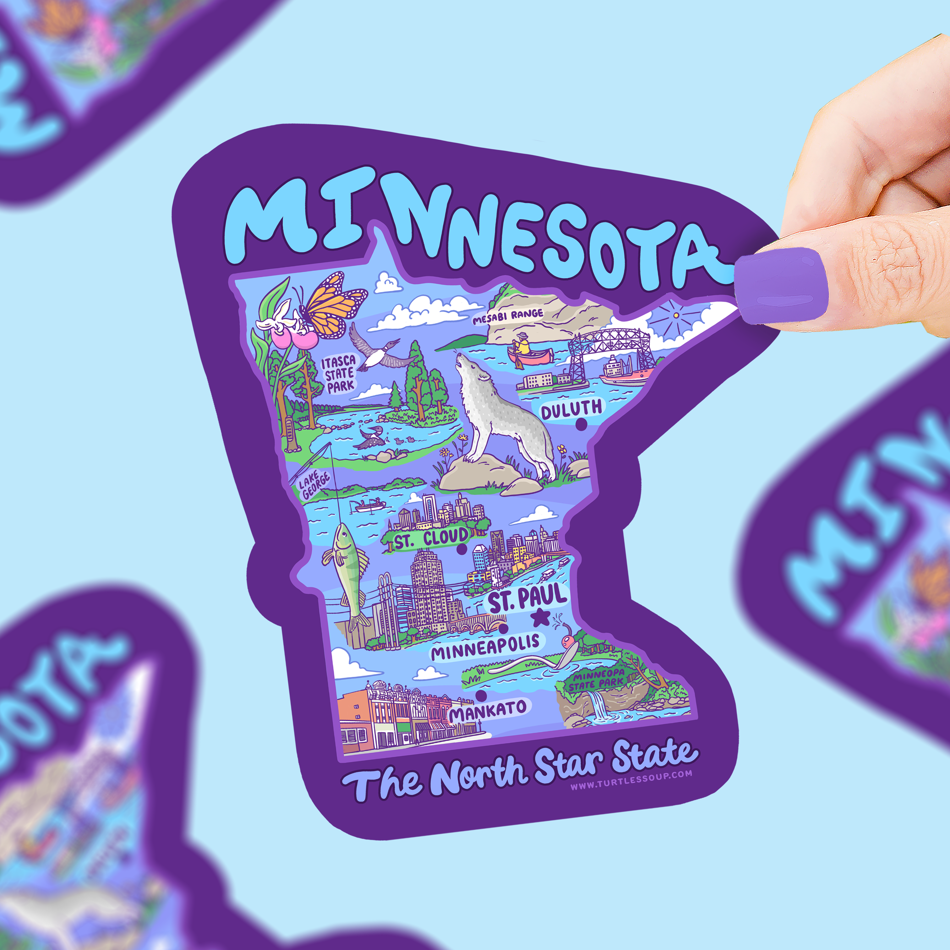 Mon State Sticker Minnesota State Vinyl Sticker – Turtle's Soup