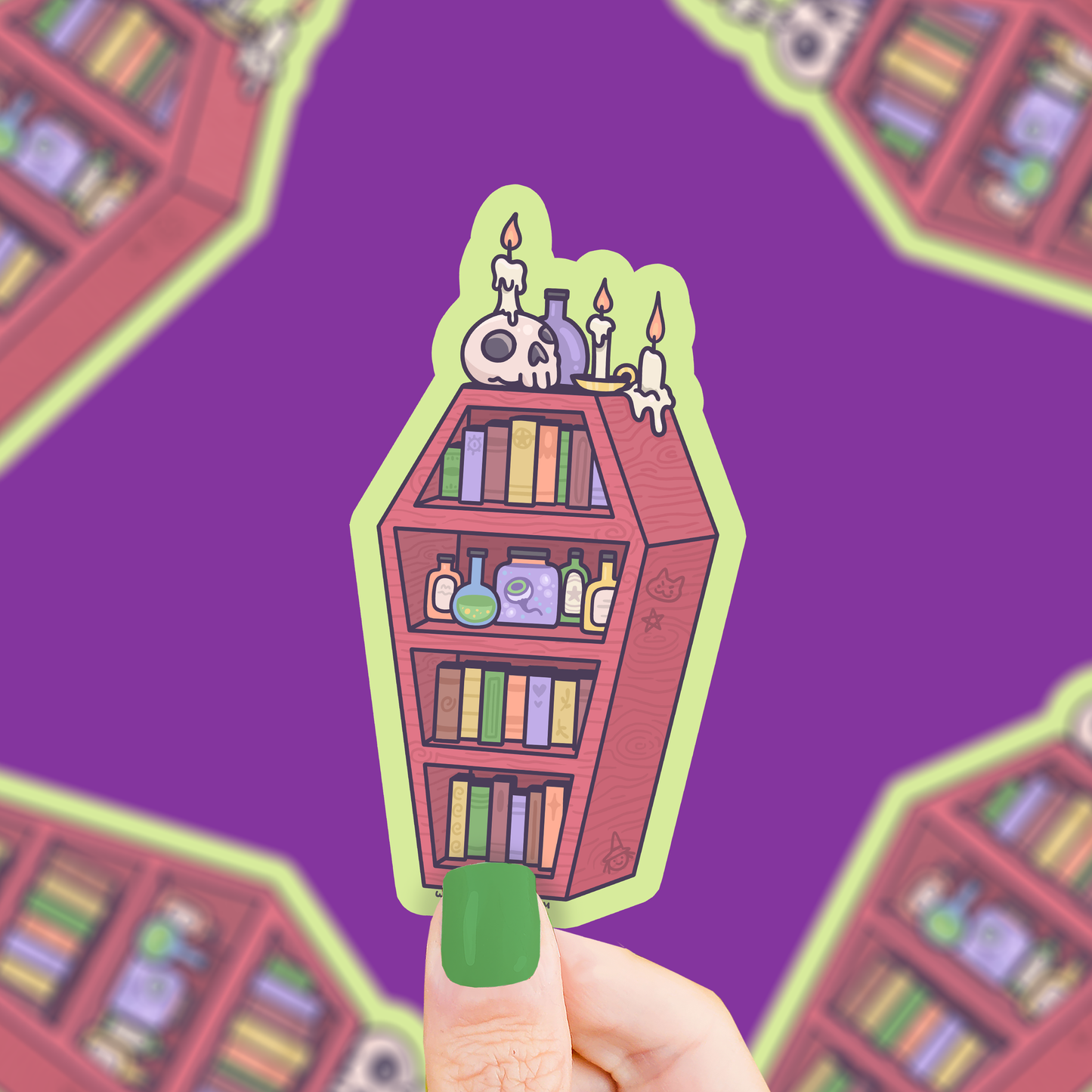 Coffin Bookshelf Vinyl Sticker
