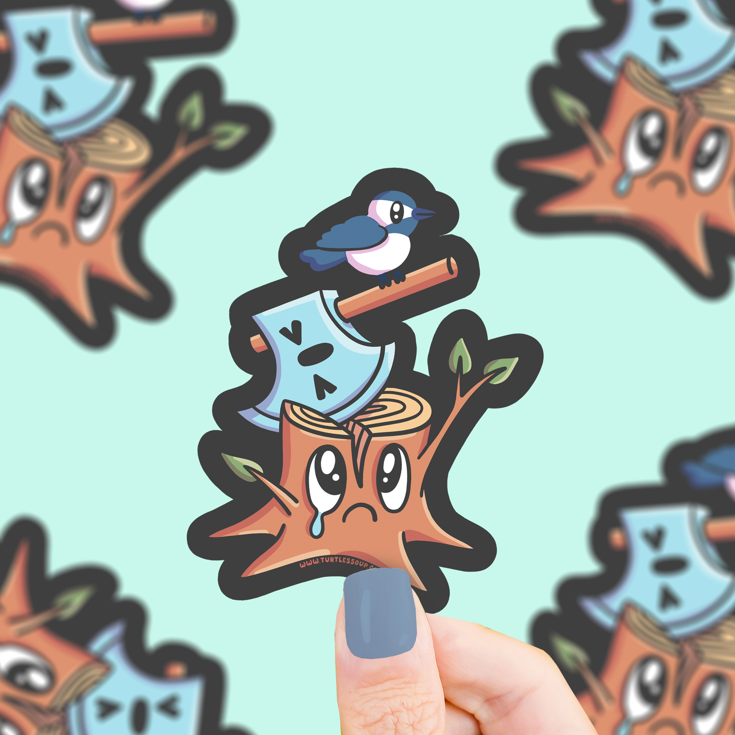 Sad Tree Stump Christmas Vinyl Sticker