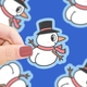 Mooning Snowman Christmas Vinyl Sticker