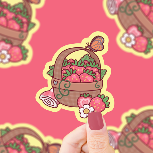 Strawberry Basket Vinyl Sticker