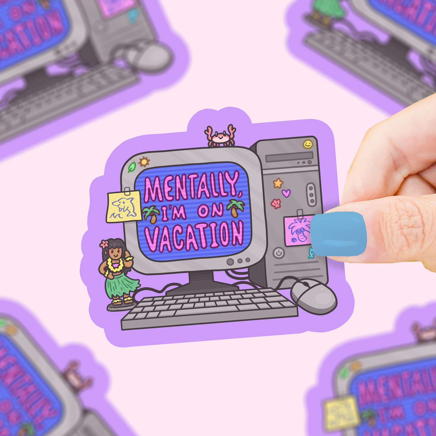 Mentally On Vacation Vinyl Sticker