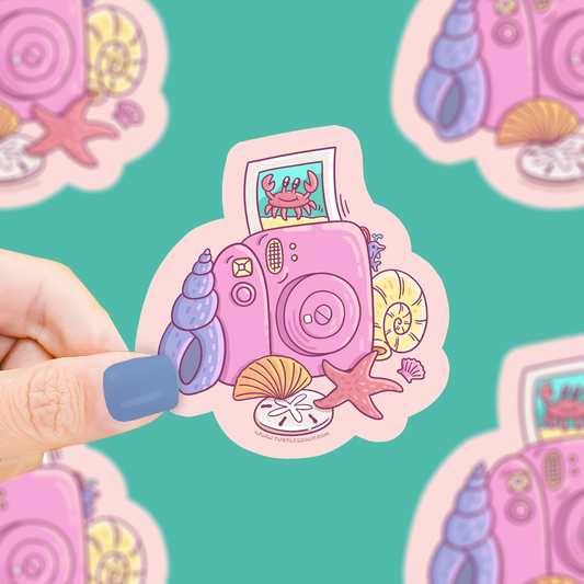 Beach Camera Vinyl Sticker