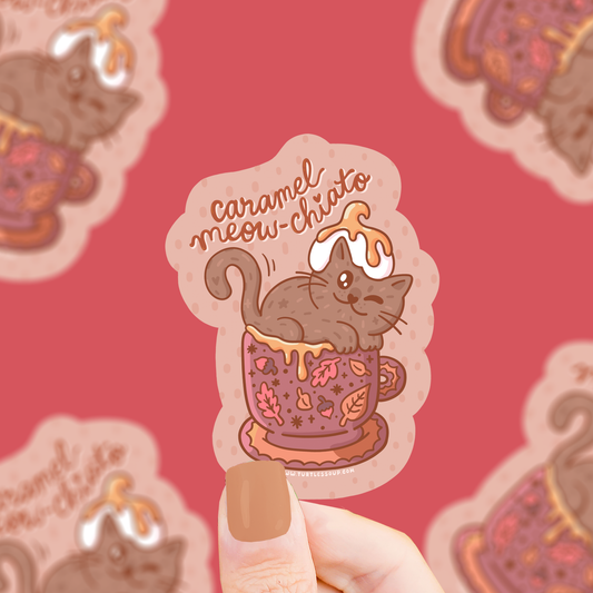 Caramel Meow-Chiato Vinyl Sticker