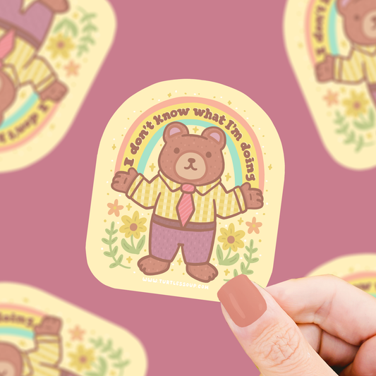 I Don't Know Bear Vinyl Sticker