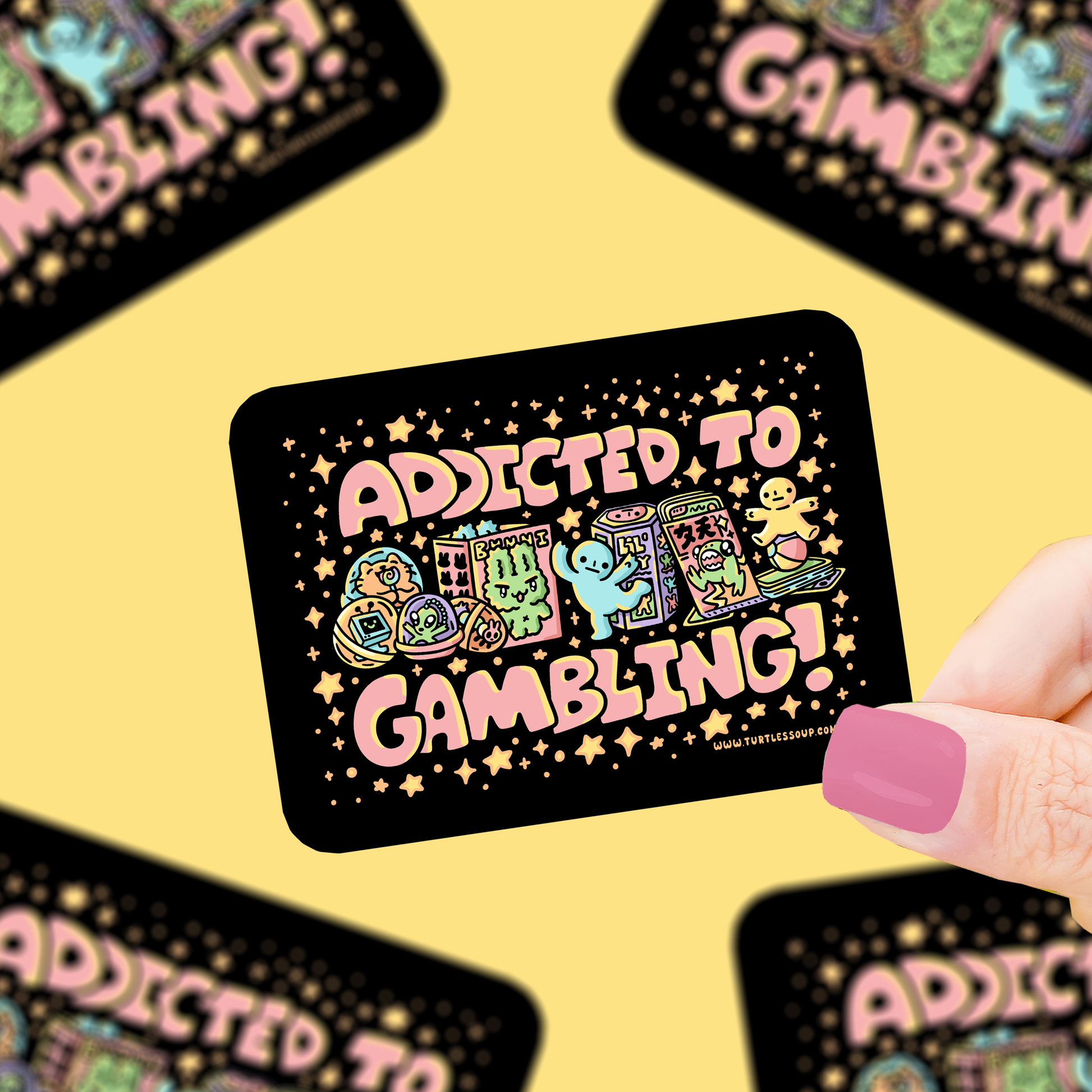 Sticker with 'Addicted to Gambling!' 