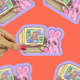 Computer Kiss Role Playing Bunny Video Game Vinyl Sticker