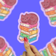 Bookstack Kitty Sleeping on Books Cute Bookish Vinyl Sticker
