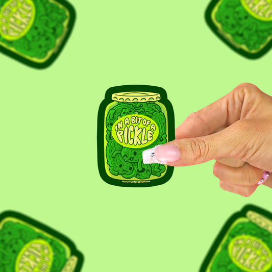 In a Bit of a Pickle Silly Waterproof Vinyl Sticker