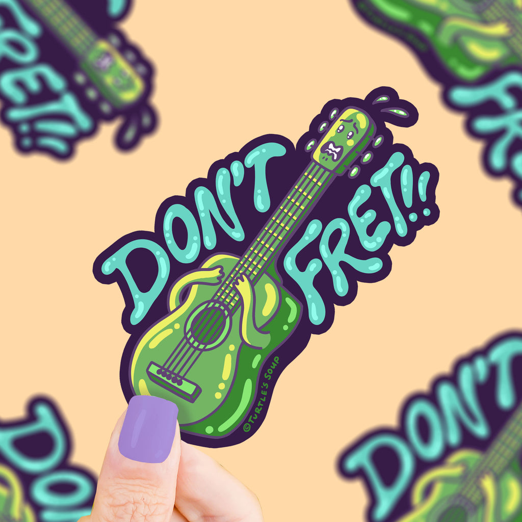 Dont-Fret-Guitar-Music--by-Vinyl-Sticker-by-Turtles-Soup