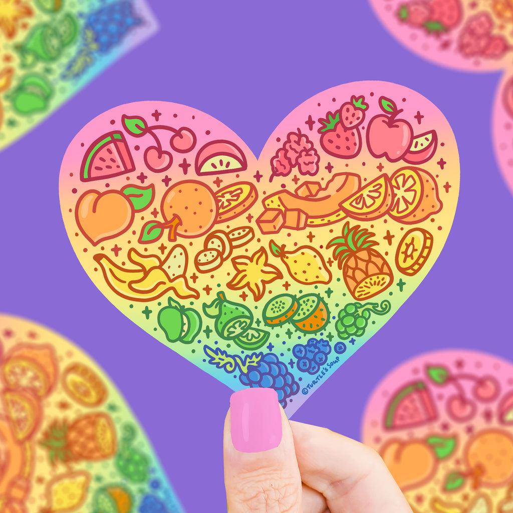 Rainbow Fruit Heart Love Vinyl Sticker