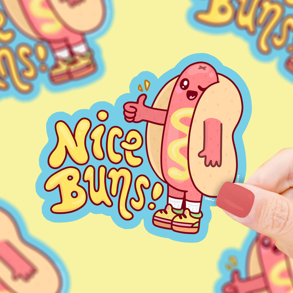 Nice Buns Funny Hot Dog Vinyl Sticker