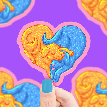 Puppy Love Dog Heart Shaped Vinyl Sticker