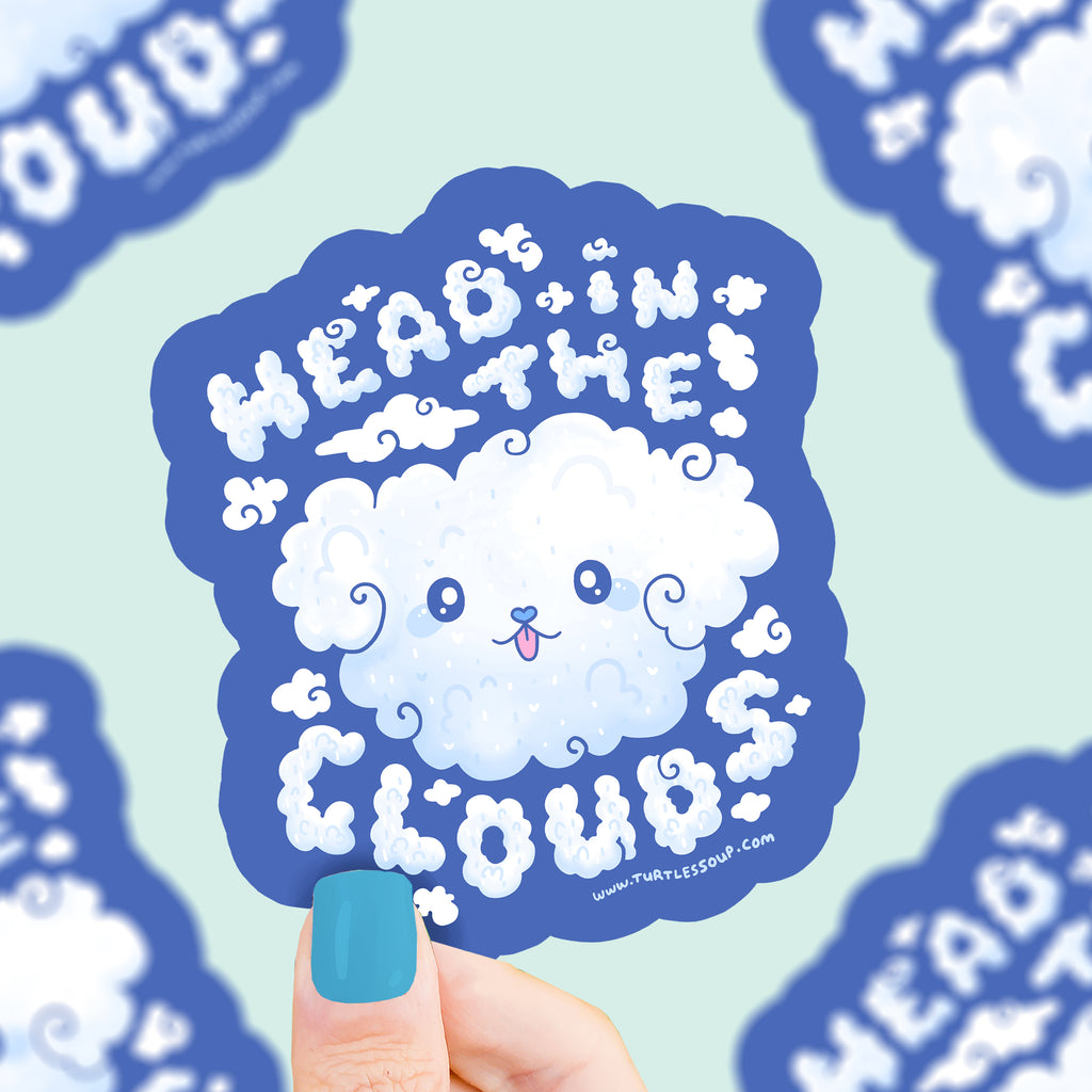 Head In the Clouds Daydreaming Cute Art Vinyl Sticker