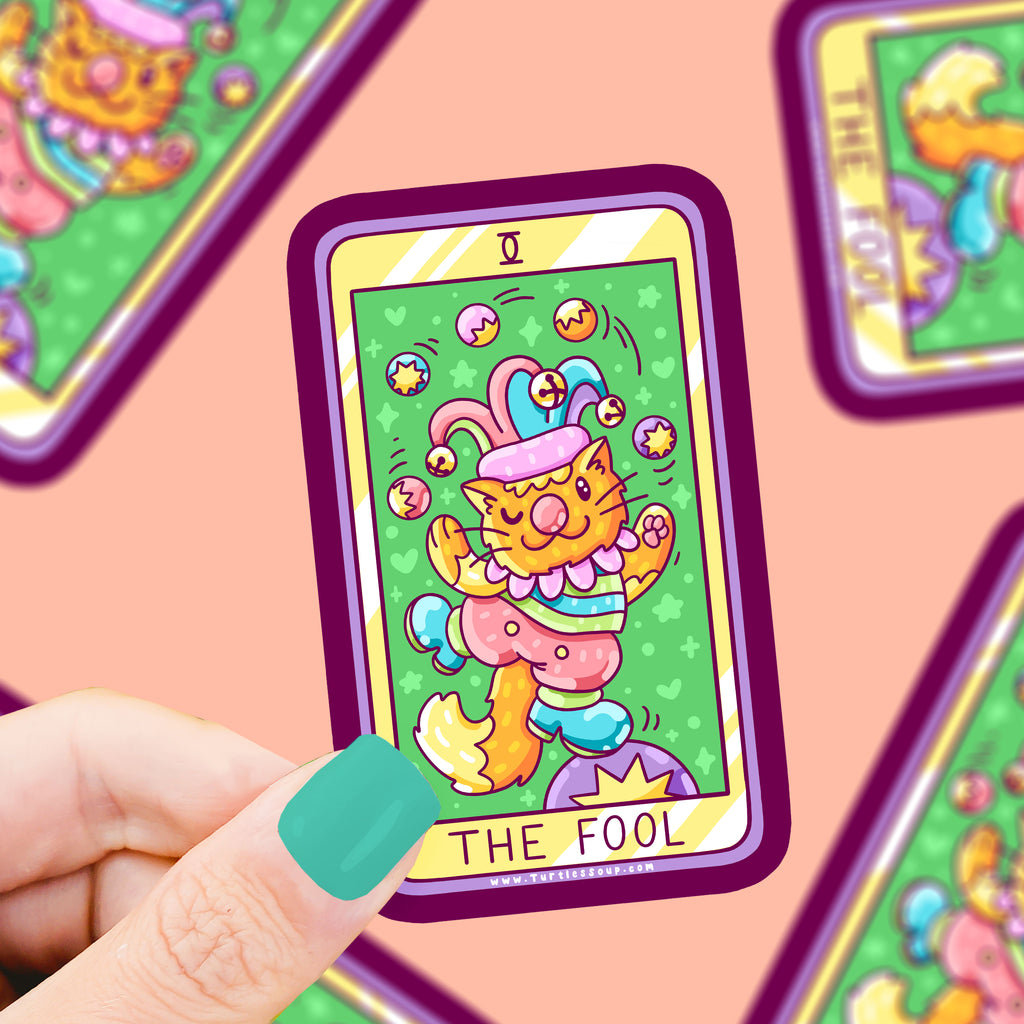 The Fool Kitty Tarot Card Vinyl Sticker