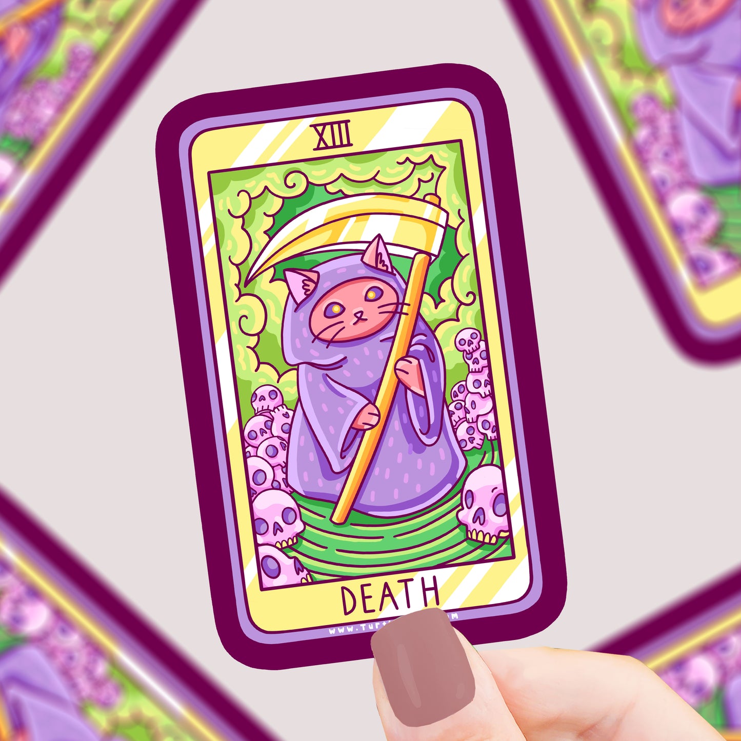 Death Kitty Tarot Card Vinyl Sticker
