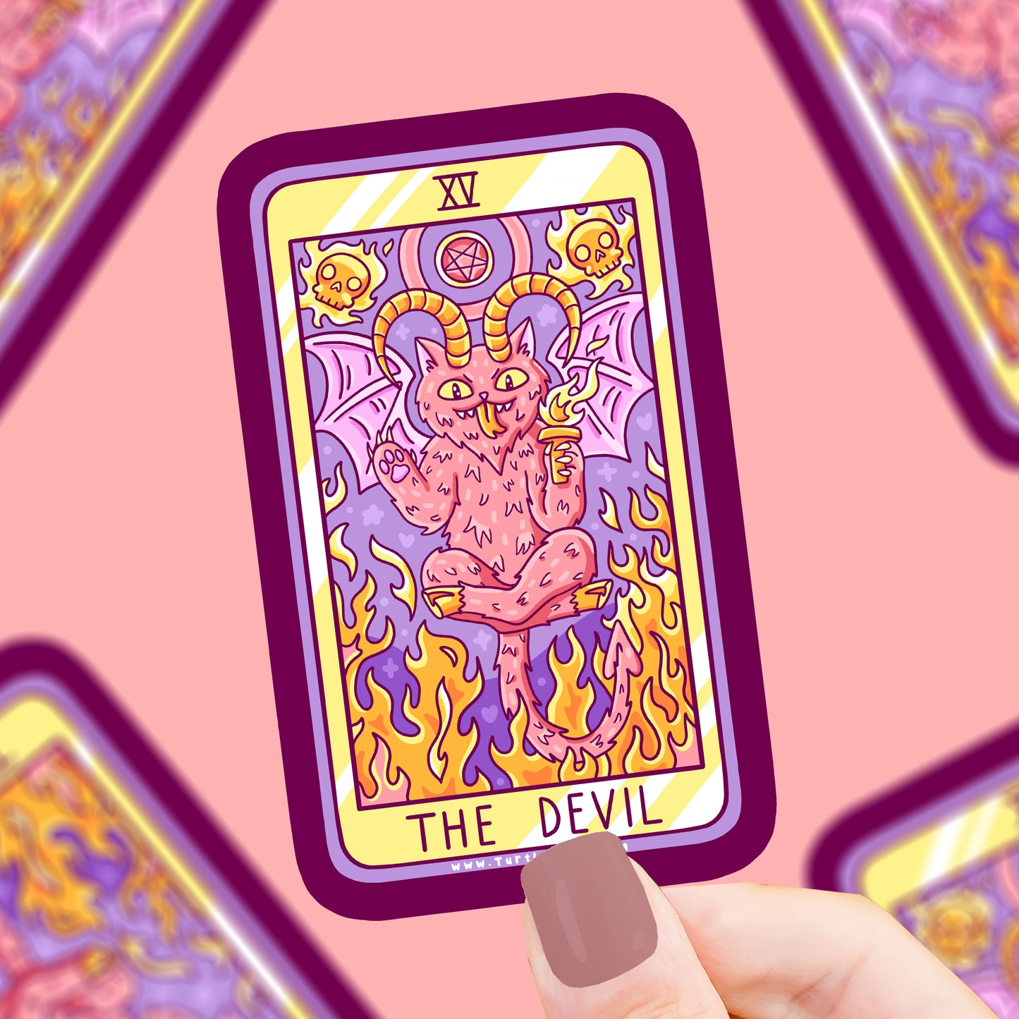 The Devil Kitty Tarot Card Vinyl Sticker