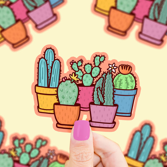 Potted Cactus Vinyl Sticker