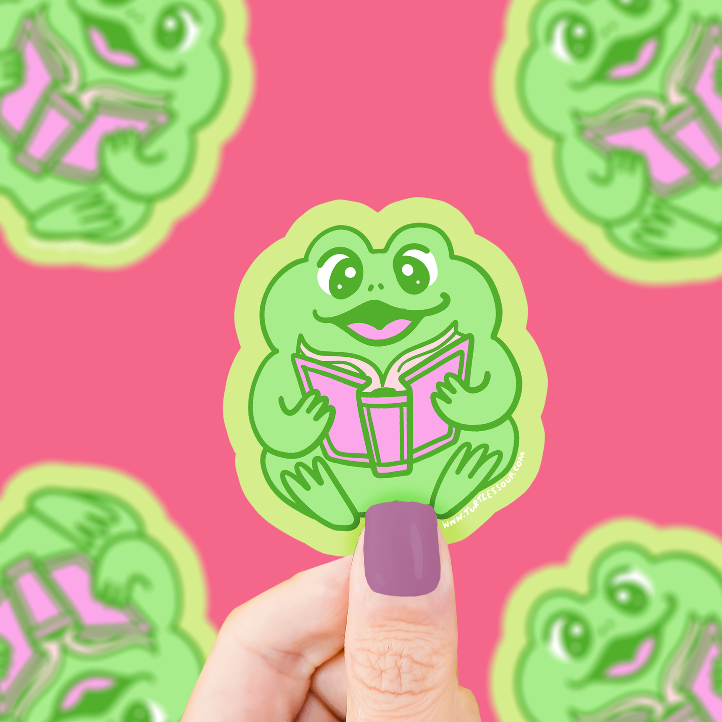 Reading Frog Vinyl Sticker