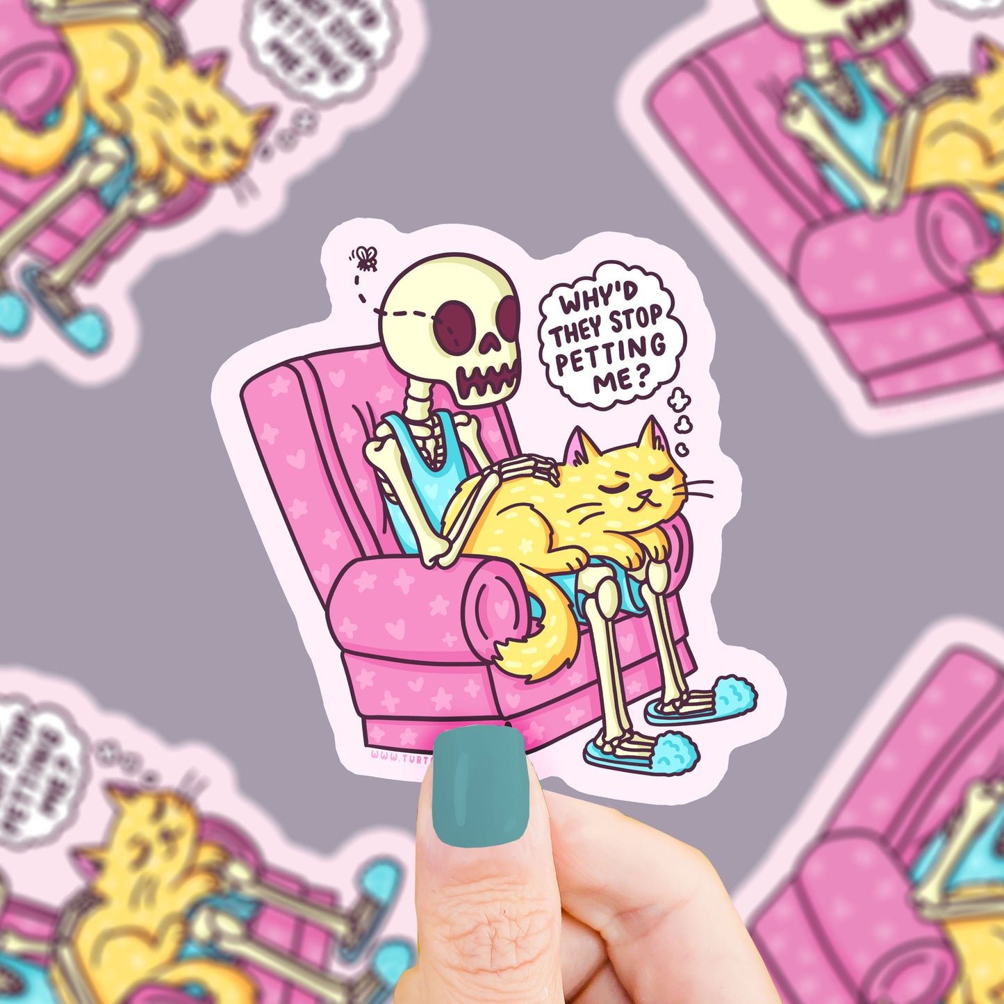 Skeleton Cat Meme Vinyl Sticker