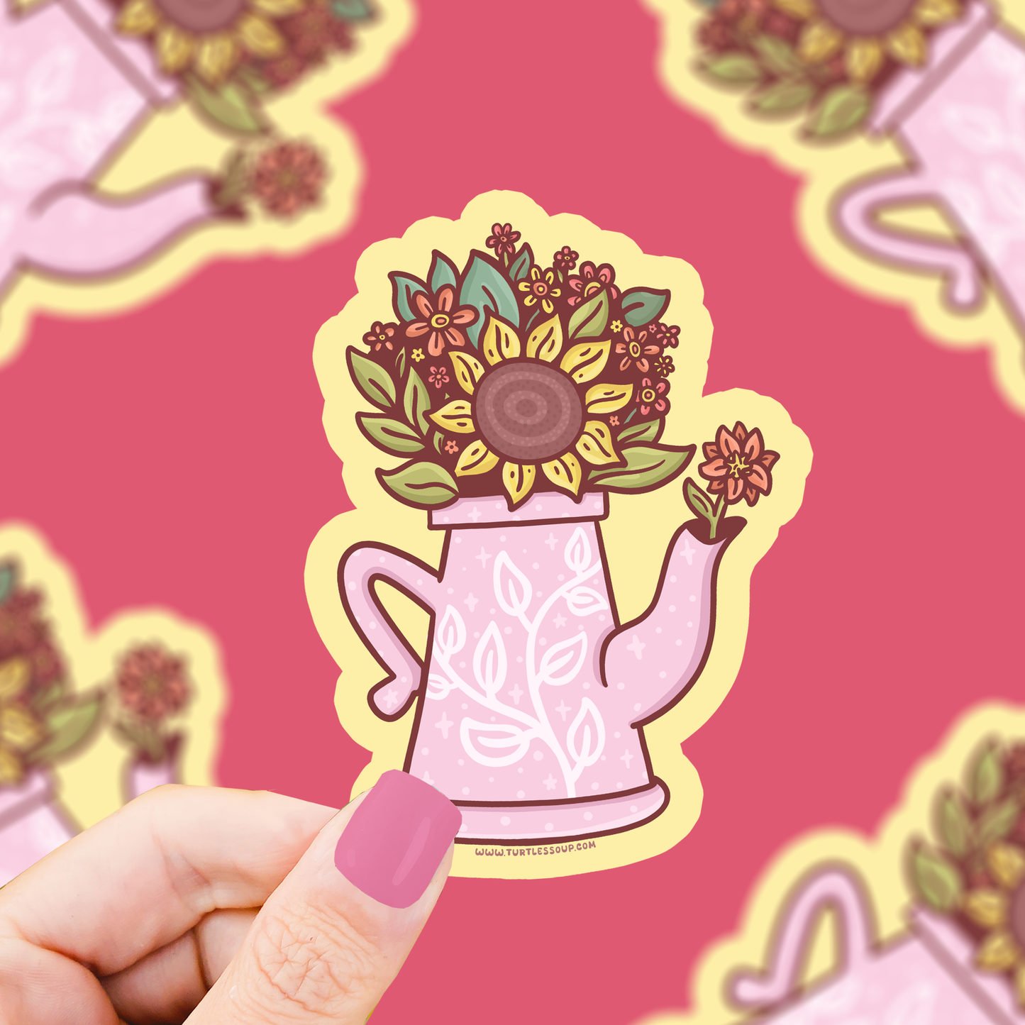 Flower Tea Kettle Vinyl Sticker