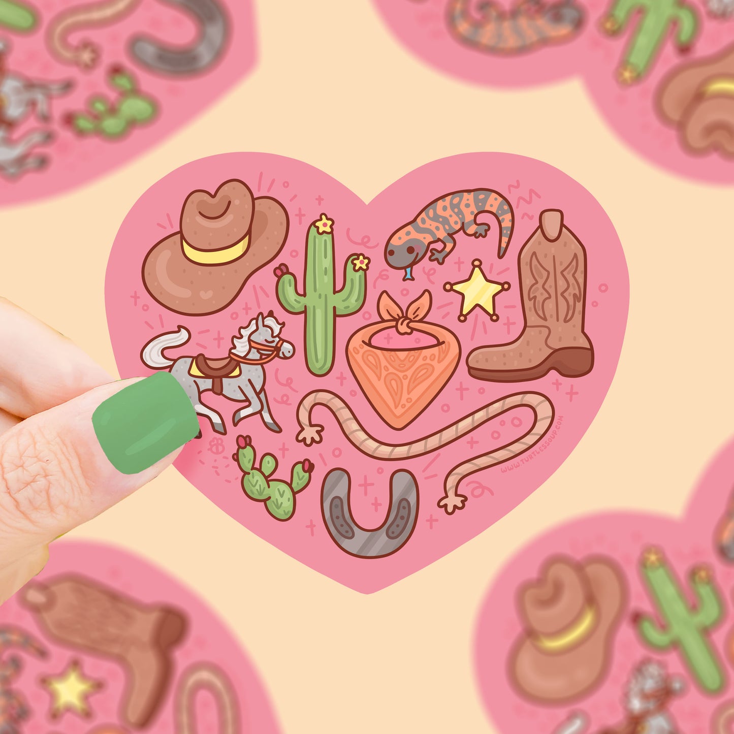 Western Rodeo Heart Valentines Vinyl Sticker