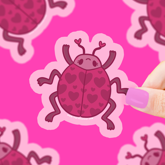 Lady Bug Love Valentines Vinyl Sticker