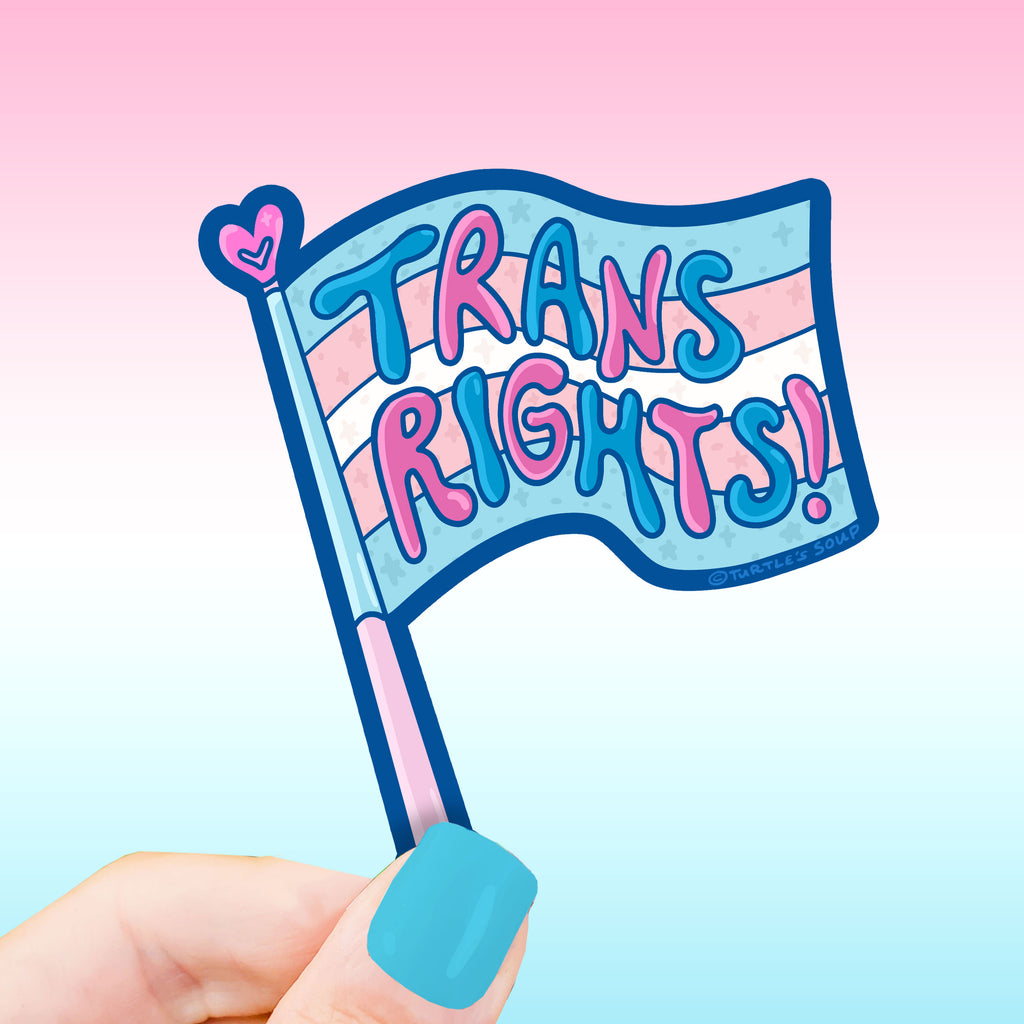 trans rights flag vinyl sticker