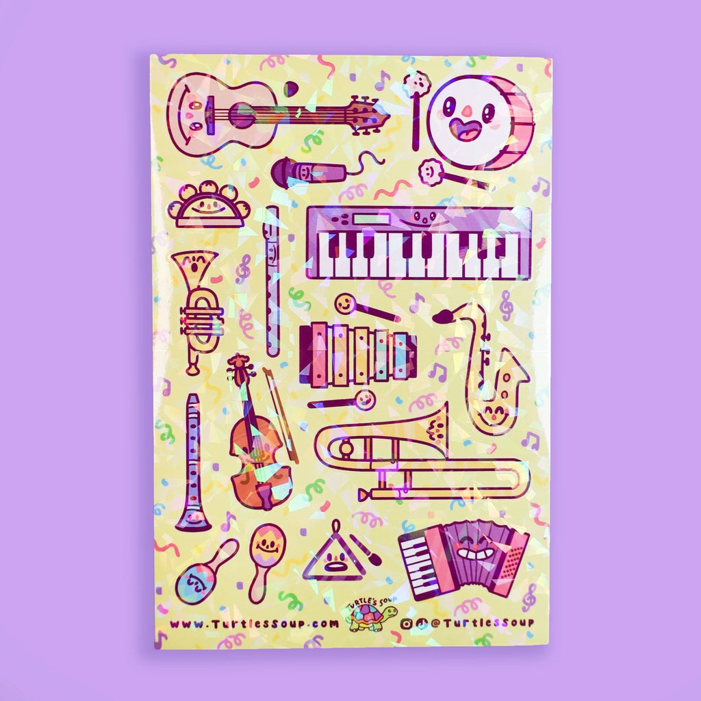 musical instruments sticker sheet