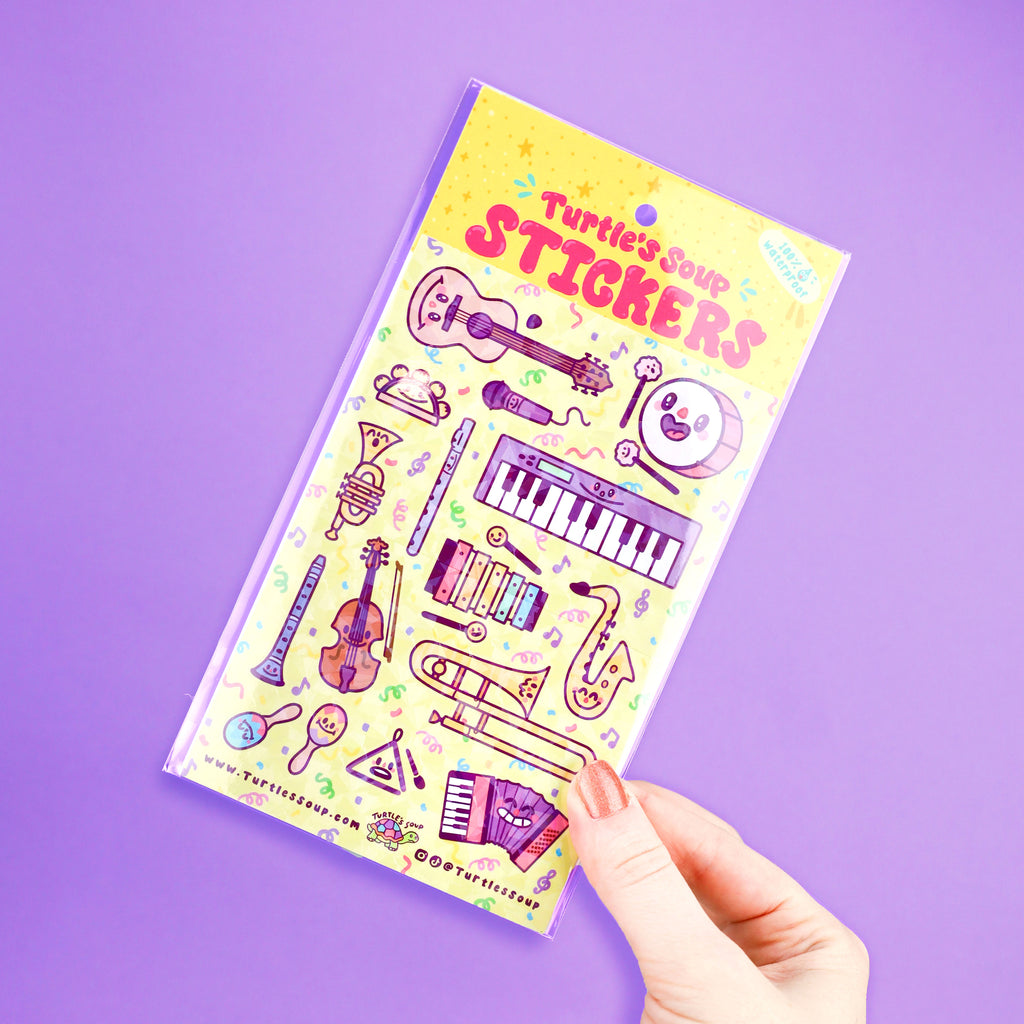 Musical Instrument Sticker Patch Band Practice Musical Instruments Sticker Sheet – Turtle's Soup