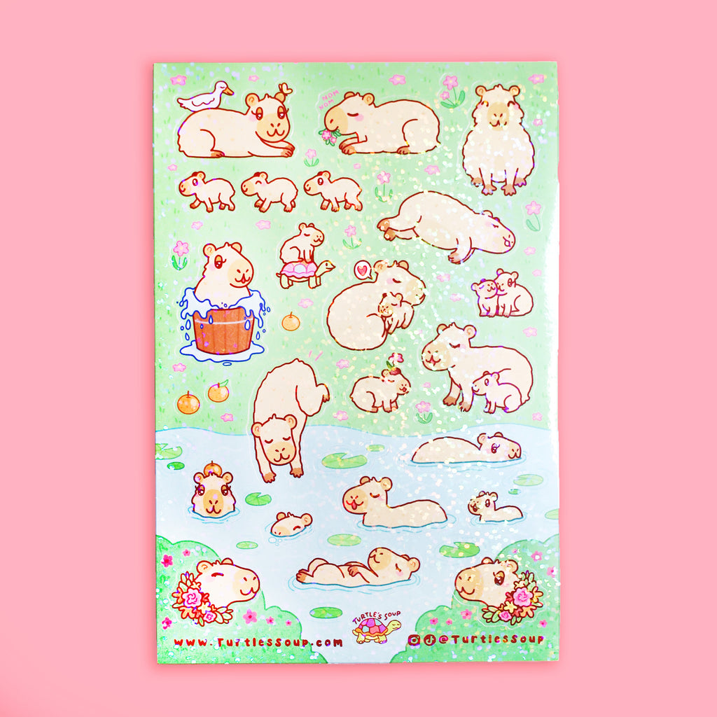  Capybara Sticker Sheet, Cute Capybara Stickers, Animal Sticker Art, Kawaii Stationery, Stickers, Glitter Planner Stickers Draft Restock requests: 0 
