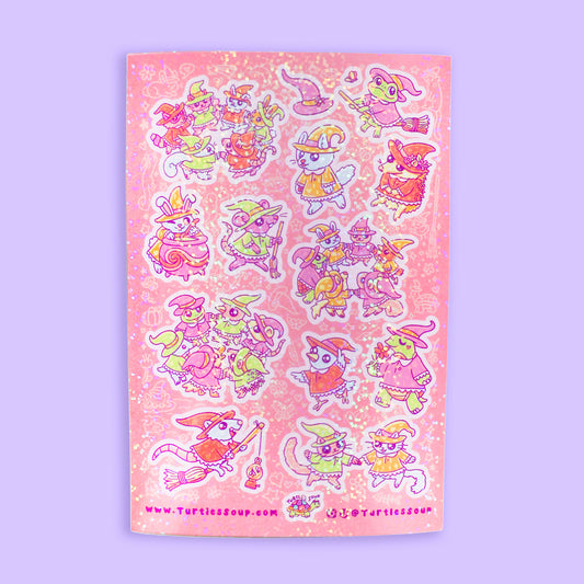 Witchy Critter Coven Halloween Sticker Sheet