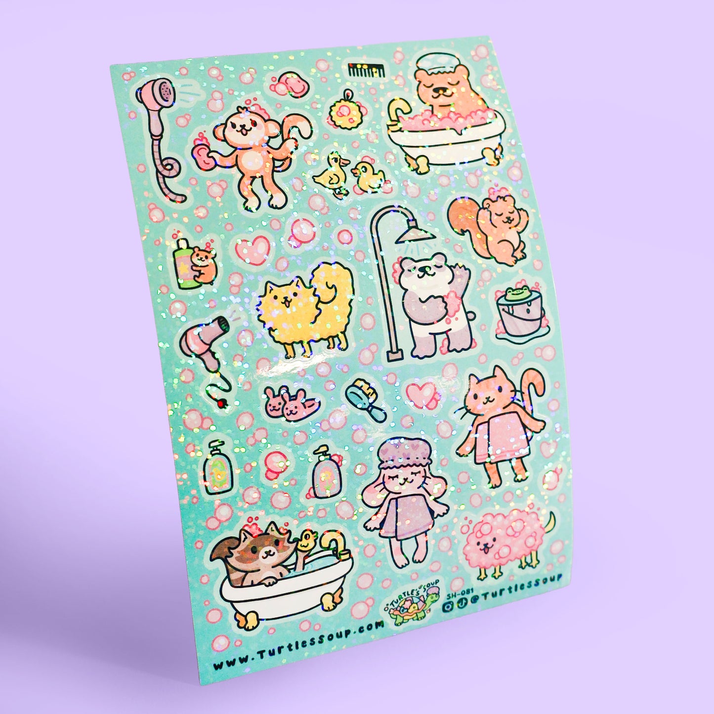 Bath Time Kawaii Animals Sticker Sheet