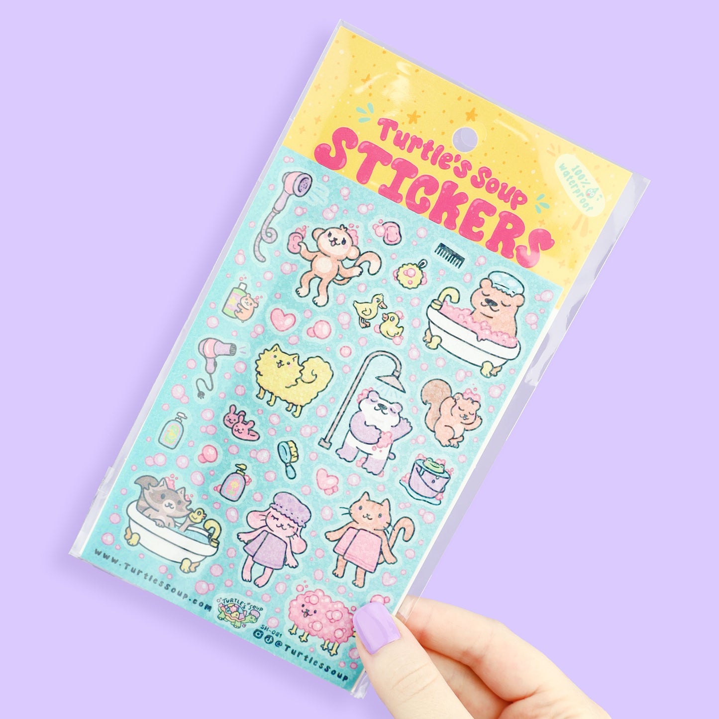 Bath Time Kawaii Animals Sticker Sheet