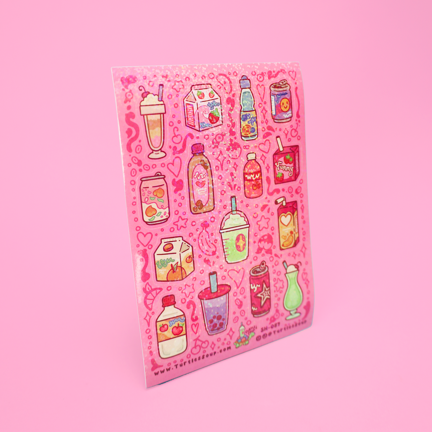 Kawaii Sweet Drinks Glitter Sticker Sheet