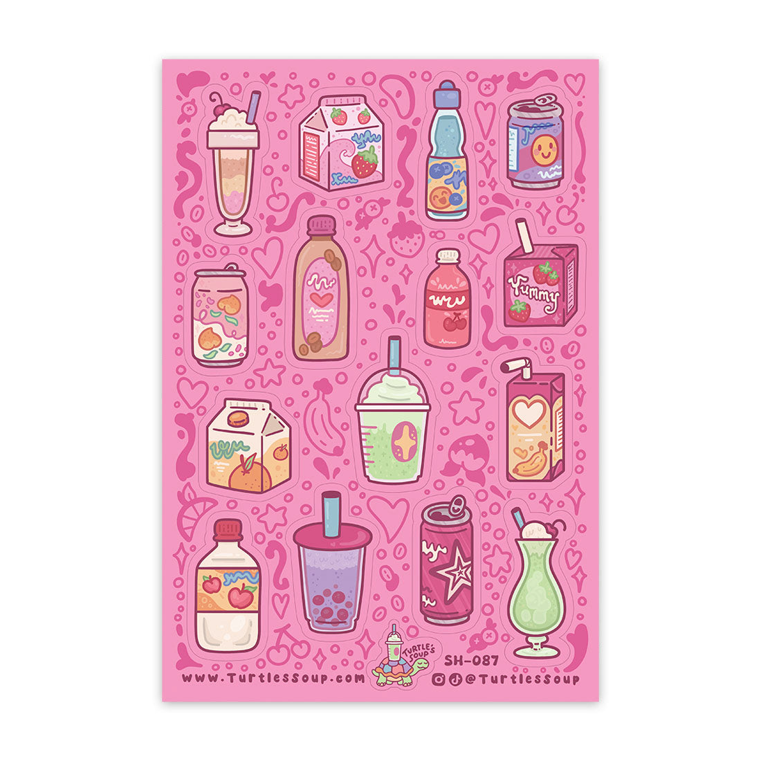 Kawaii Sweet Drinks Glitter Sticker Sheet