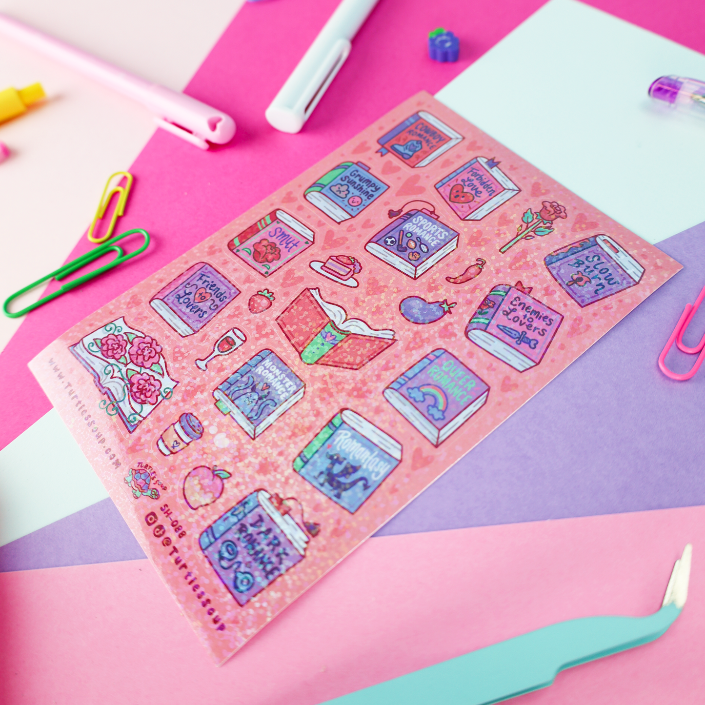 Romance Tropes Book Club Glitter Sticker Sheet