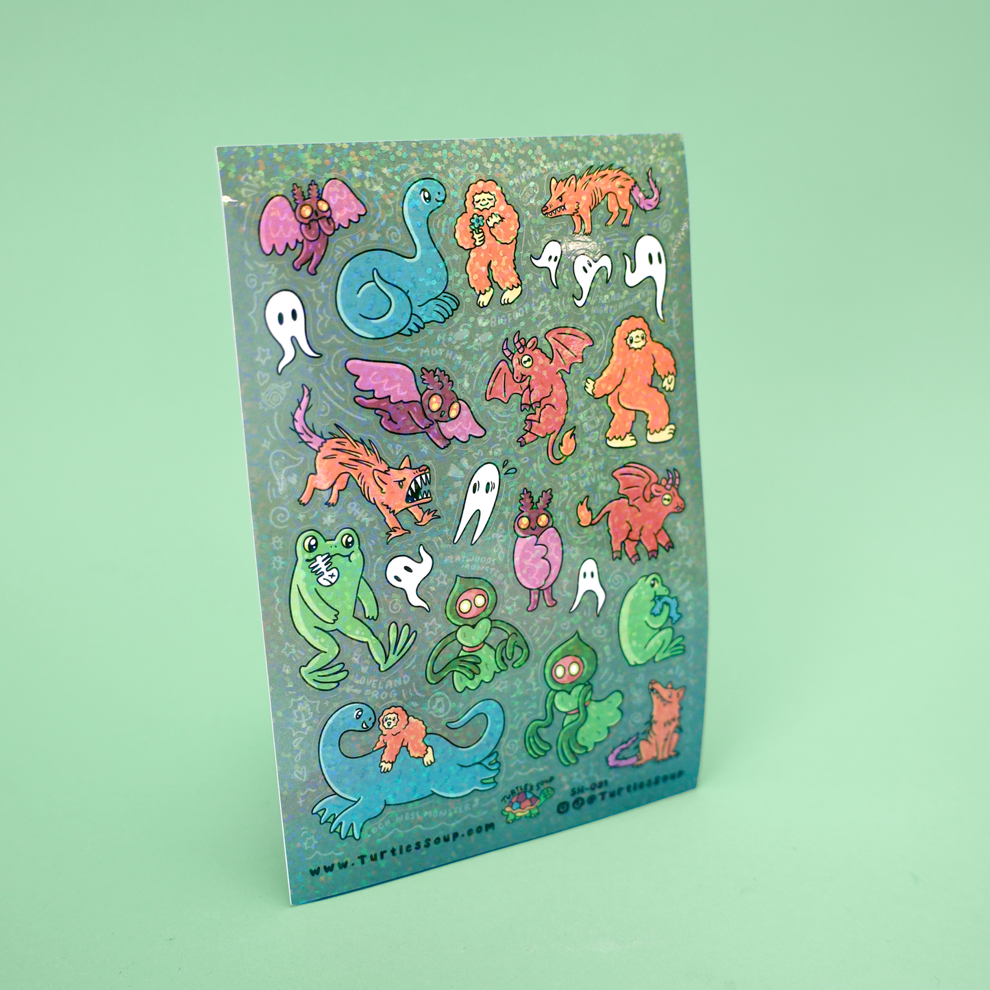 Cryptid Mythical Creatures & Monsters Glitter Sticker Sheet