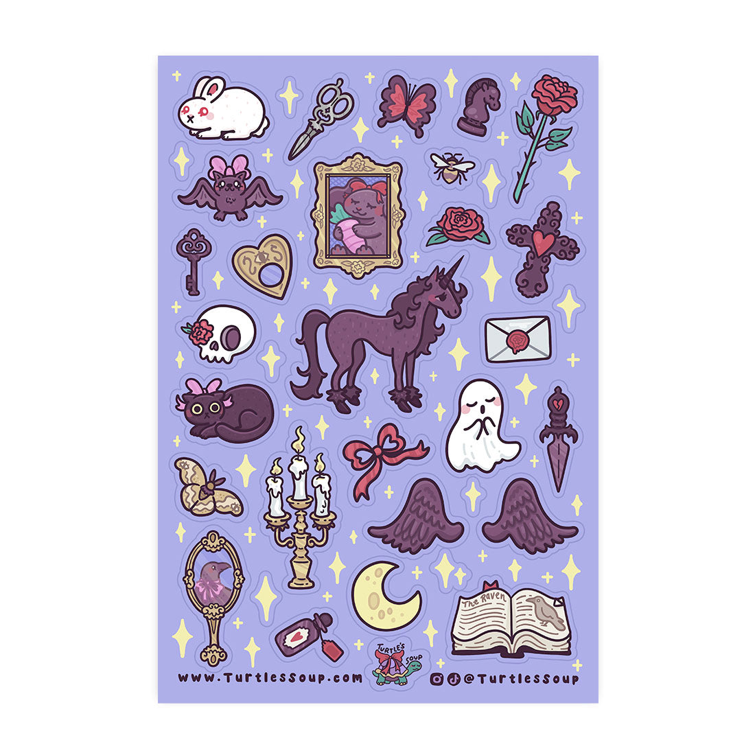 Goth Romance Dark Fantasy & Romantic Glitter Sticker Sheet