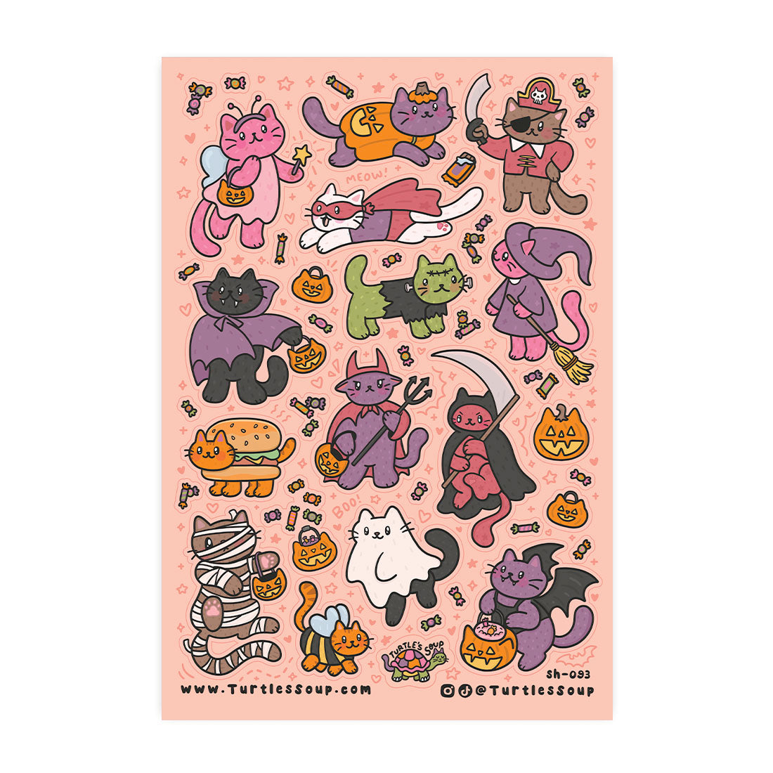 Kitty Halloween Costumes Glitter Sticker Sheet