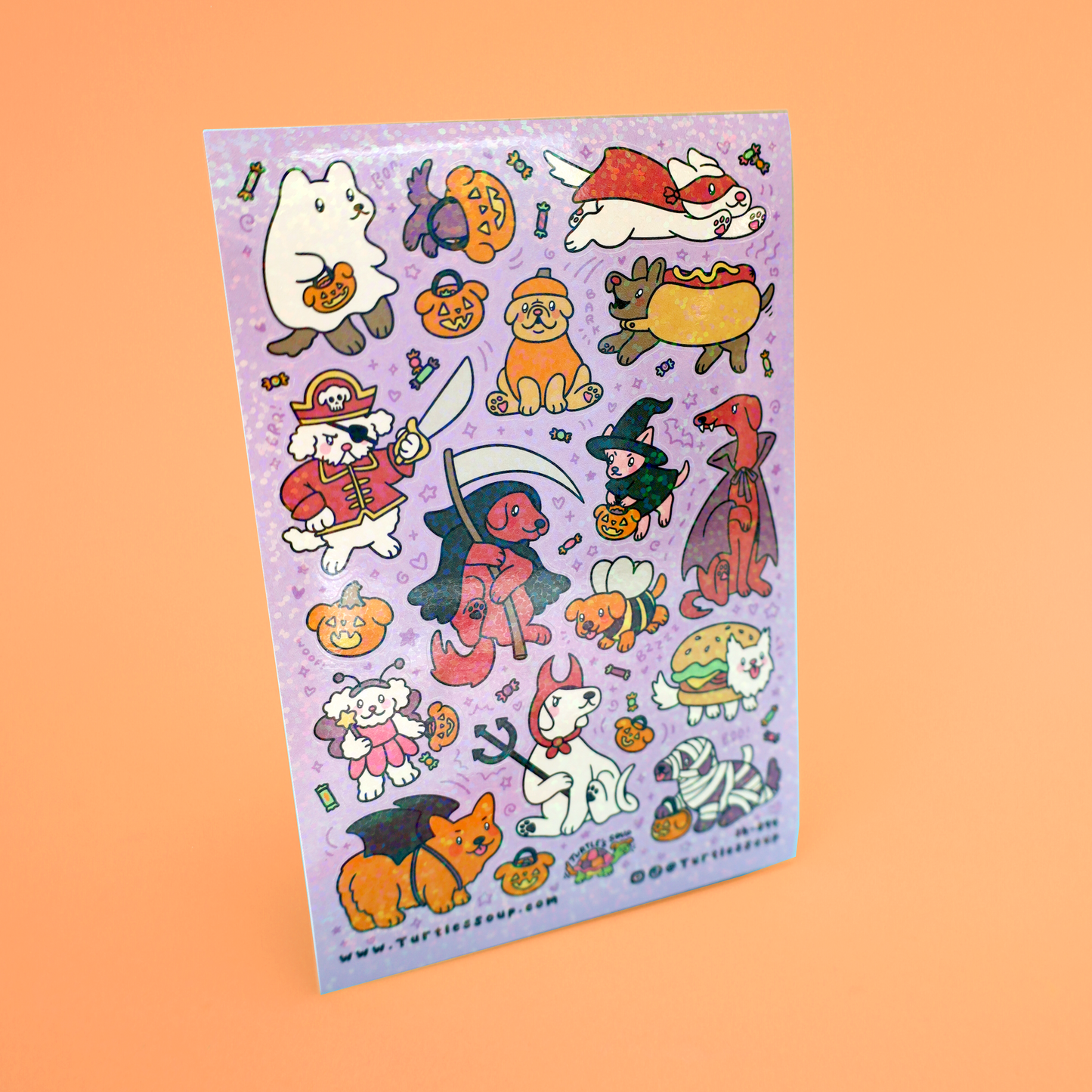 Halloween Puppy Costumes Glitter Sticker Sheet